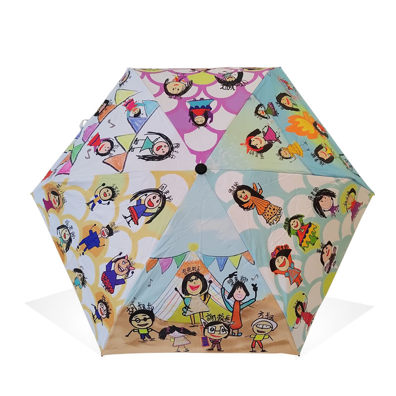 五折叠伞数码印卡通儿童防晒雨伞